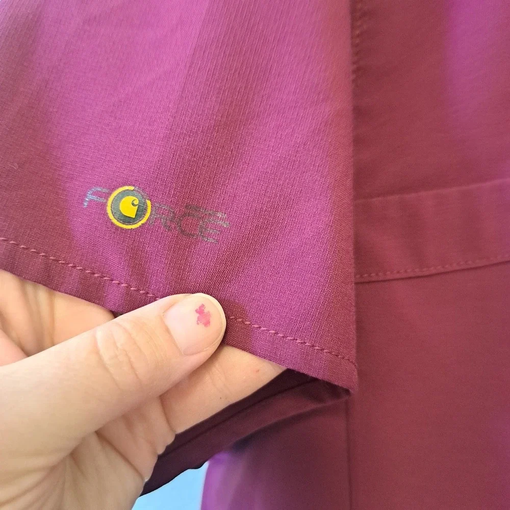 Carhartt Force Cross-Flex Scrub Set Burgundy Pink V-Neck Top Cargo Pants XL L
